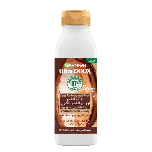Garnier Hair Conditioner 350ml Ultra Doux Revitalizing Hair Food For Curly Hair With Cocoa Butter And Jojoba Oil