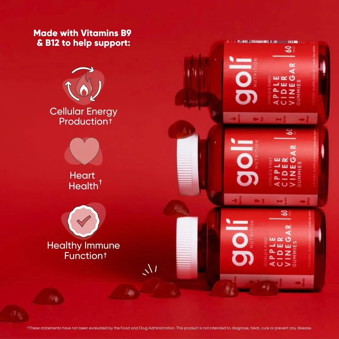Goli Nutrition Apple Cider Vinegar Vegan Gummies, 60 Count