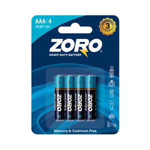 Zoro Battery 4pc High Power AAA R03P 1.5V