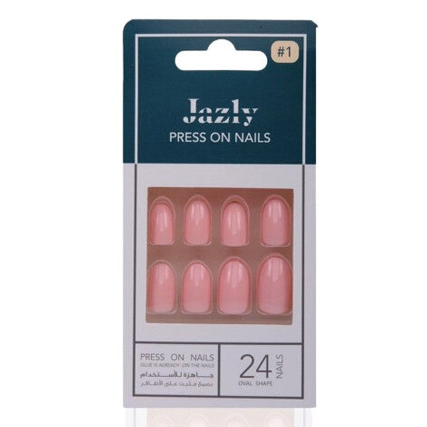 Jazly Artificial Nails 1 Round Pink Oval Shape