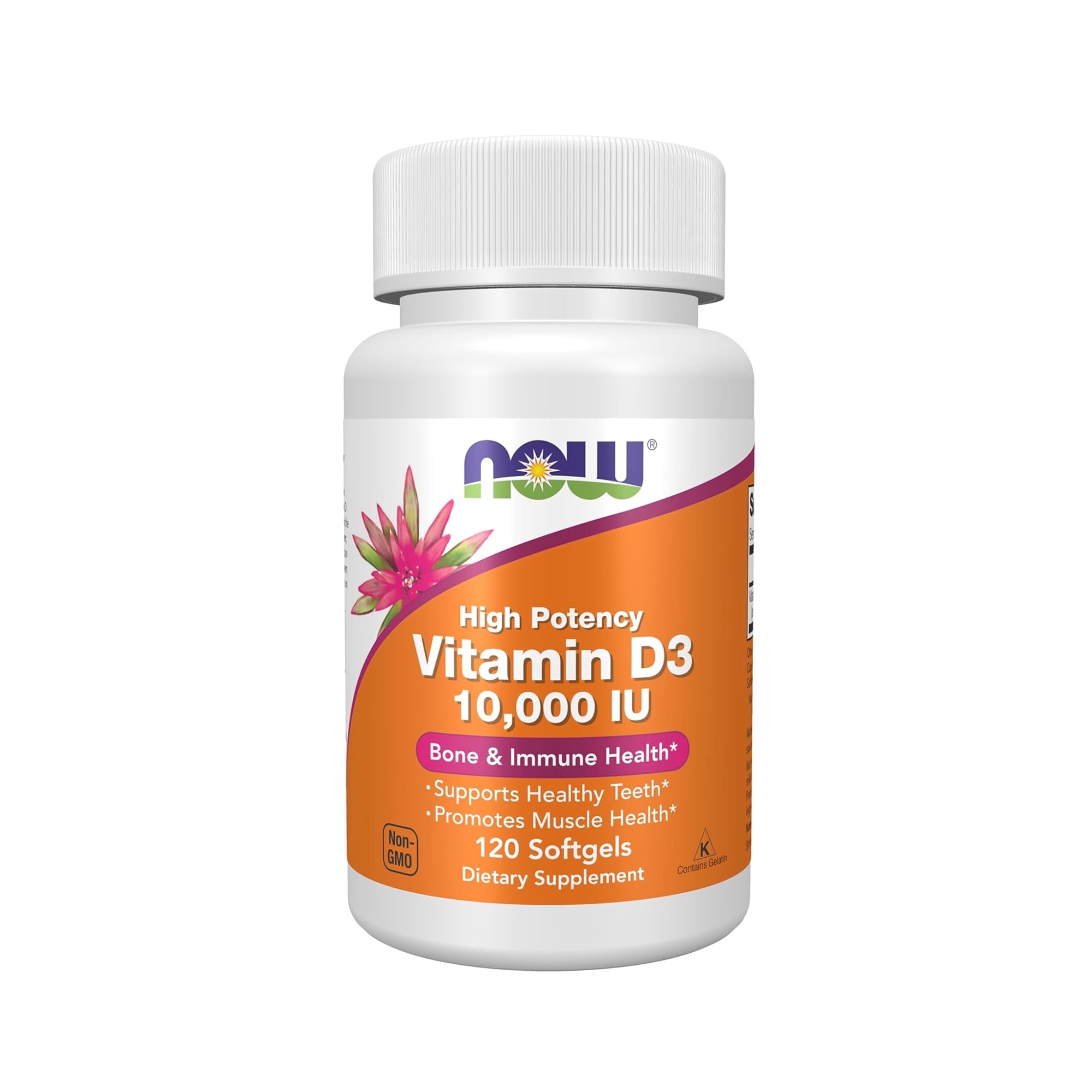 NOW Foods Vitamin D-3 10,000 IU High Potency Softgels, 120 Count