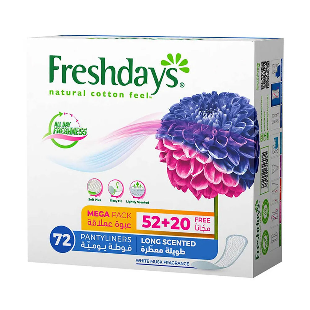 Freshdays Breathable Panty Liners - Natural Cotton Feel - 72 Pads