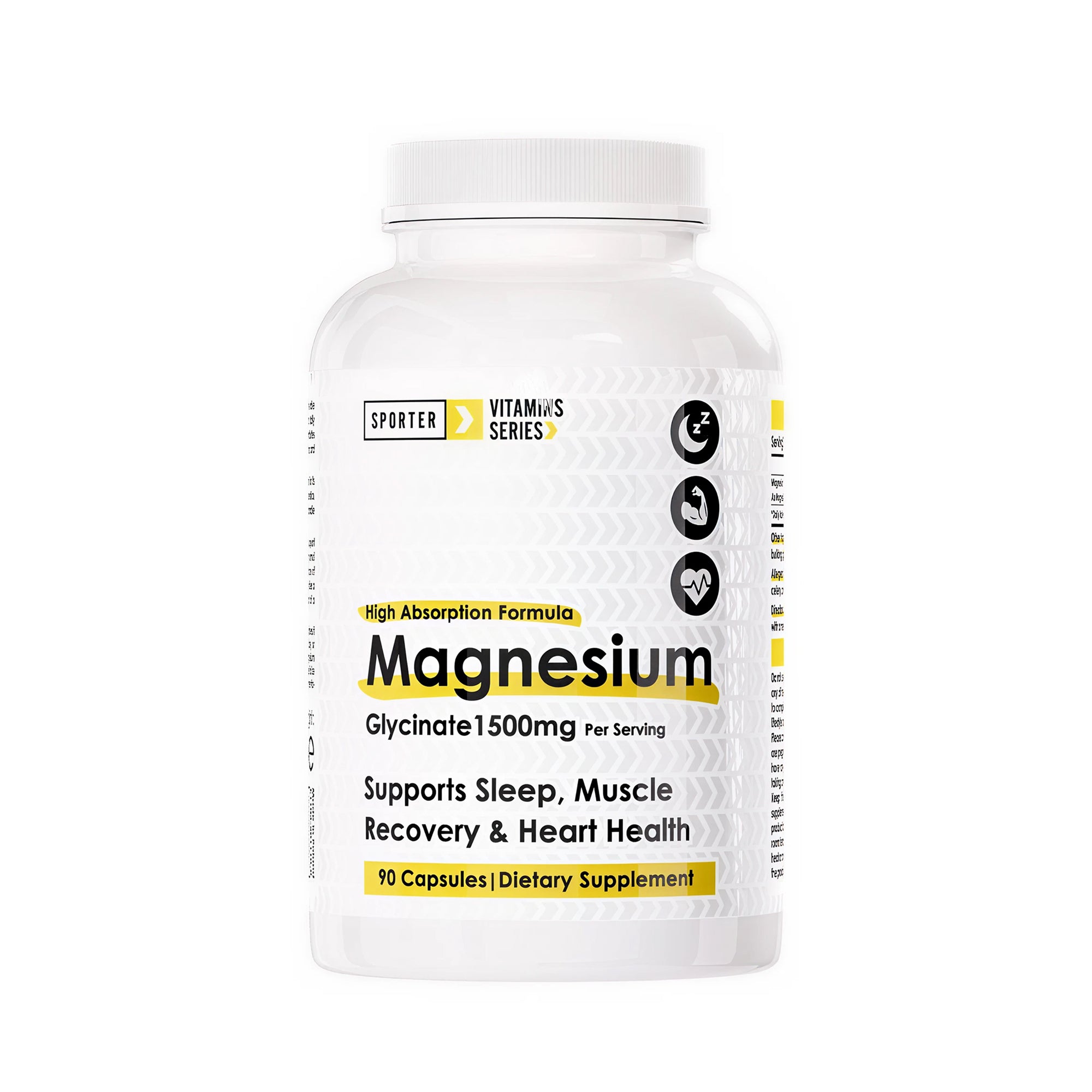 Sporter – Magnesium Glycinate – Unflavored –1500mg – 90 Capsules