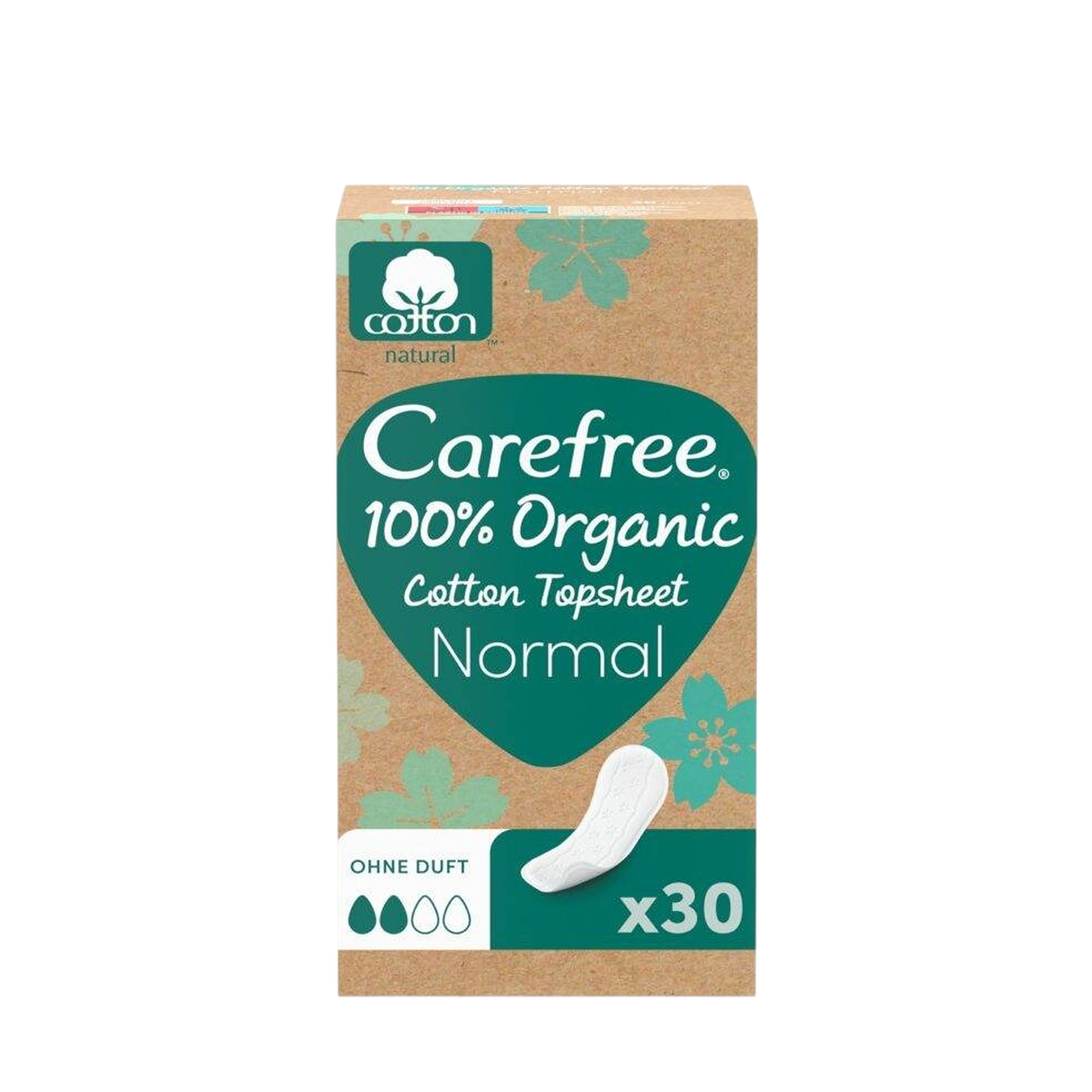 Carefree Organic Cotton Daily Panty Liners Normal Unscented – 30 Pads