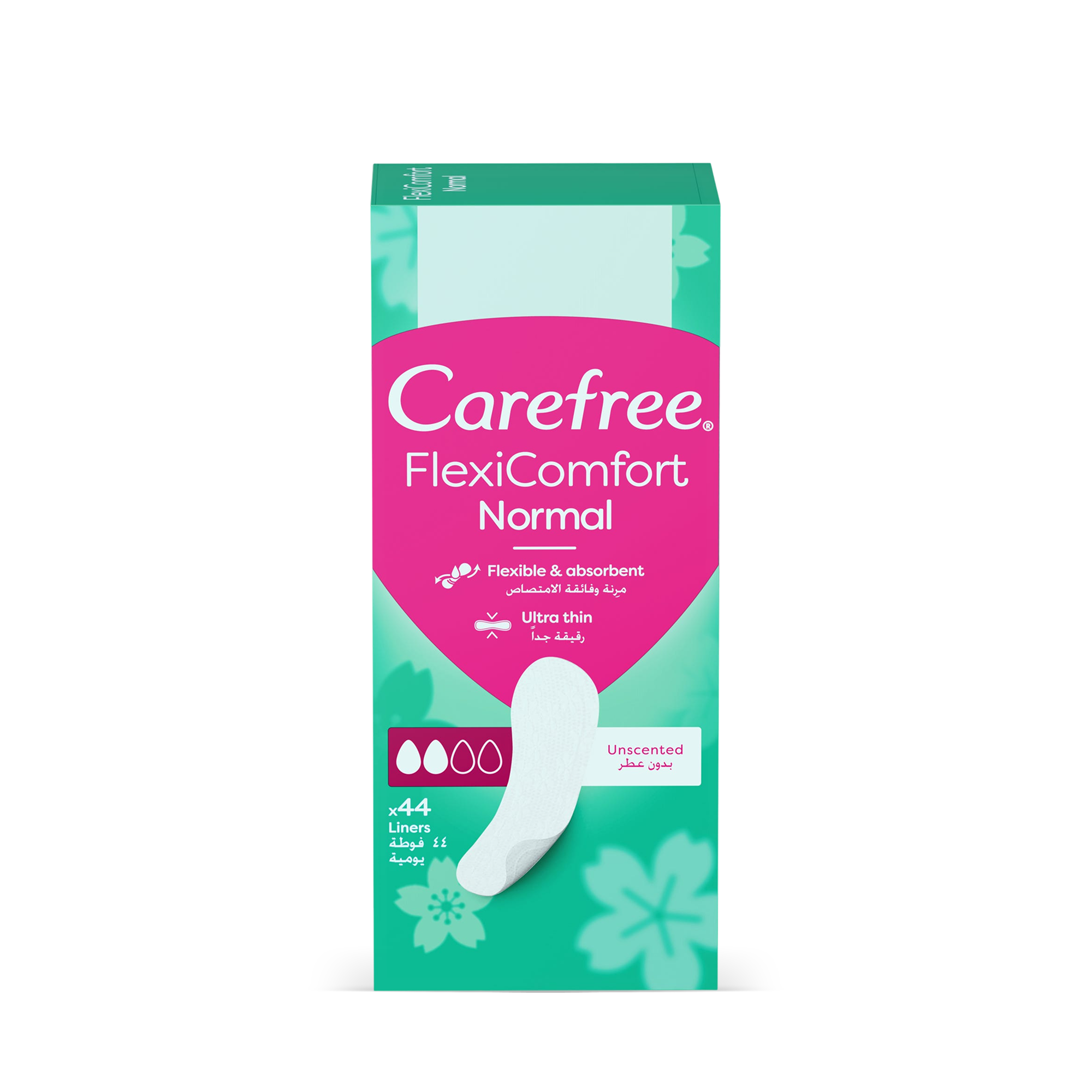 Carefree FlexiComfort Daily Panty Liners Normal Unscented – 44 Pads