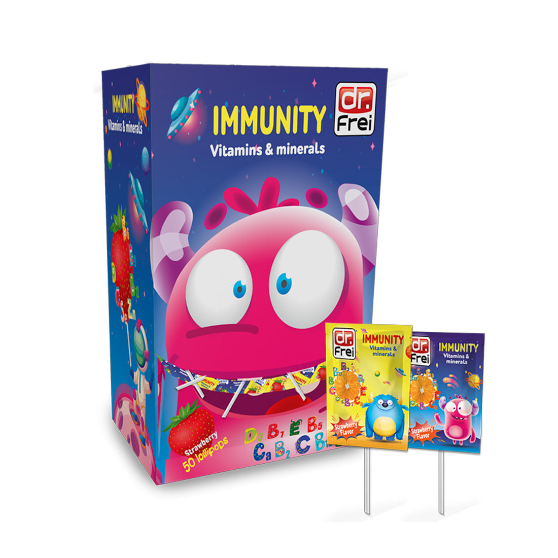 Dr Frei Immunity Lollipops with Zinc & Vitamin C for Kids – 50 Pcs