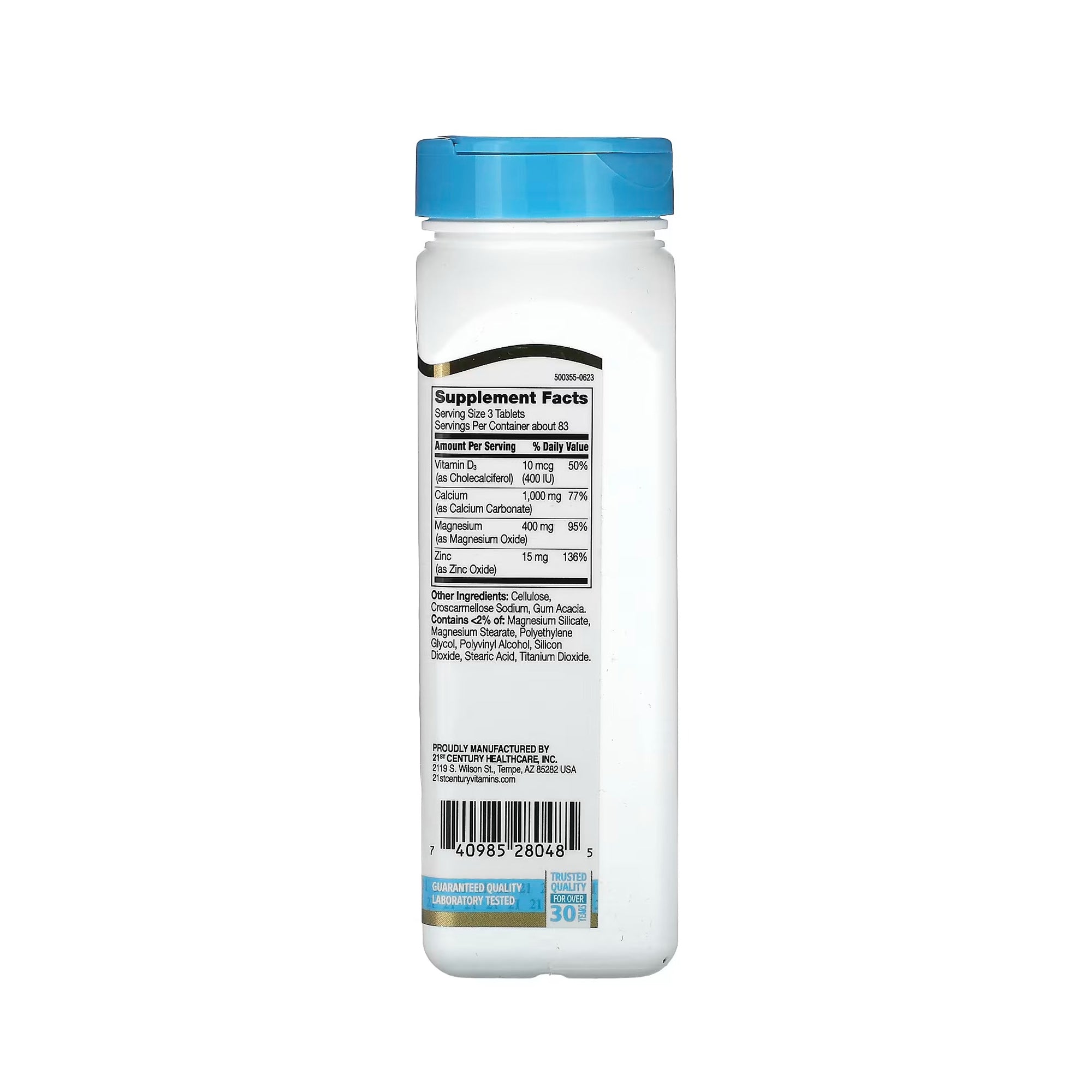 21st Century Calcium Magnesium Zinc + D3 - 250 Tablets