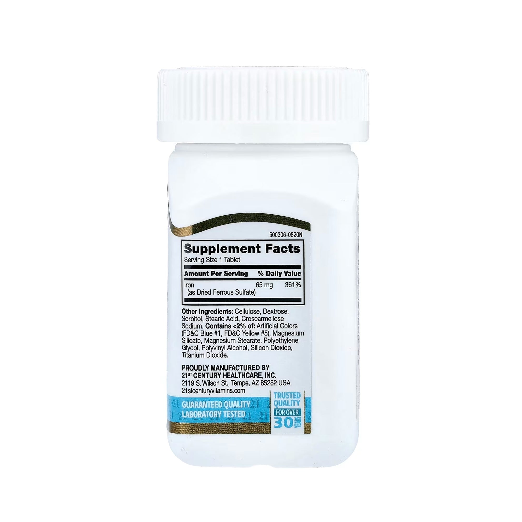 21st Century Iron 65 mg (Ferrous Sulfate 325 mg) -  120 Tablets