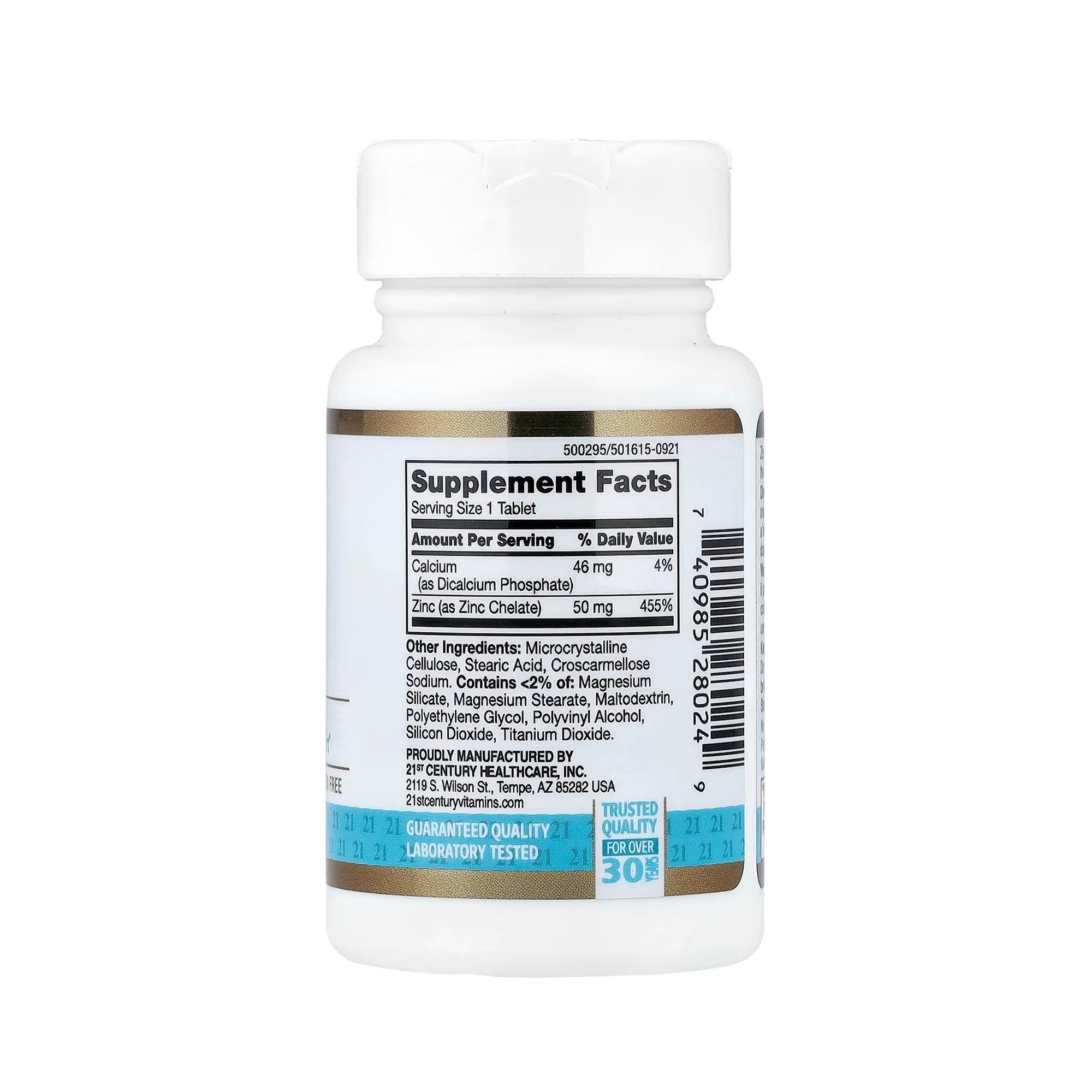 21st Century Zinc 50 mg (Chelated) - 60 Tablets