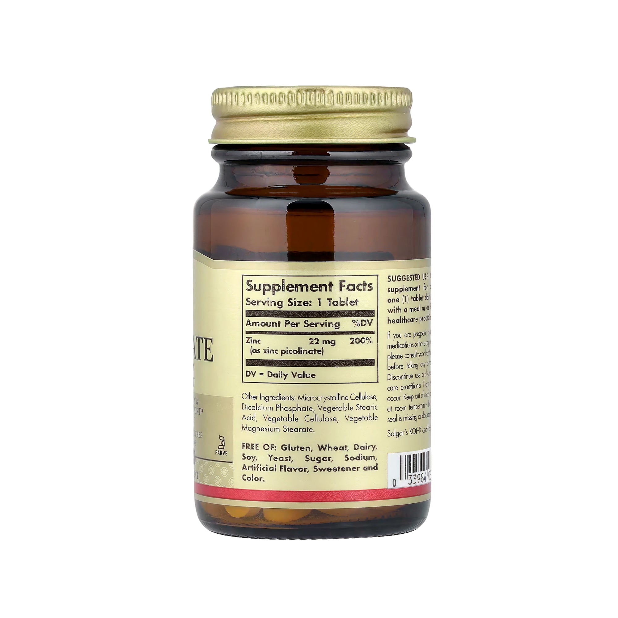 Solgar Zinc Picolinate 22 mg - 100 Tablets