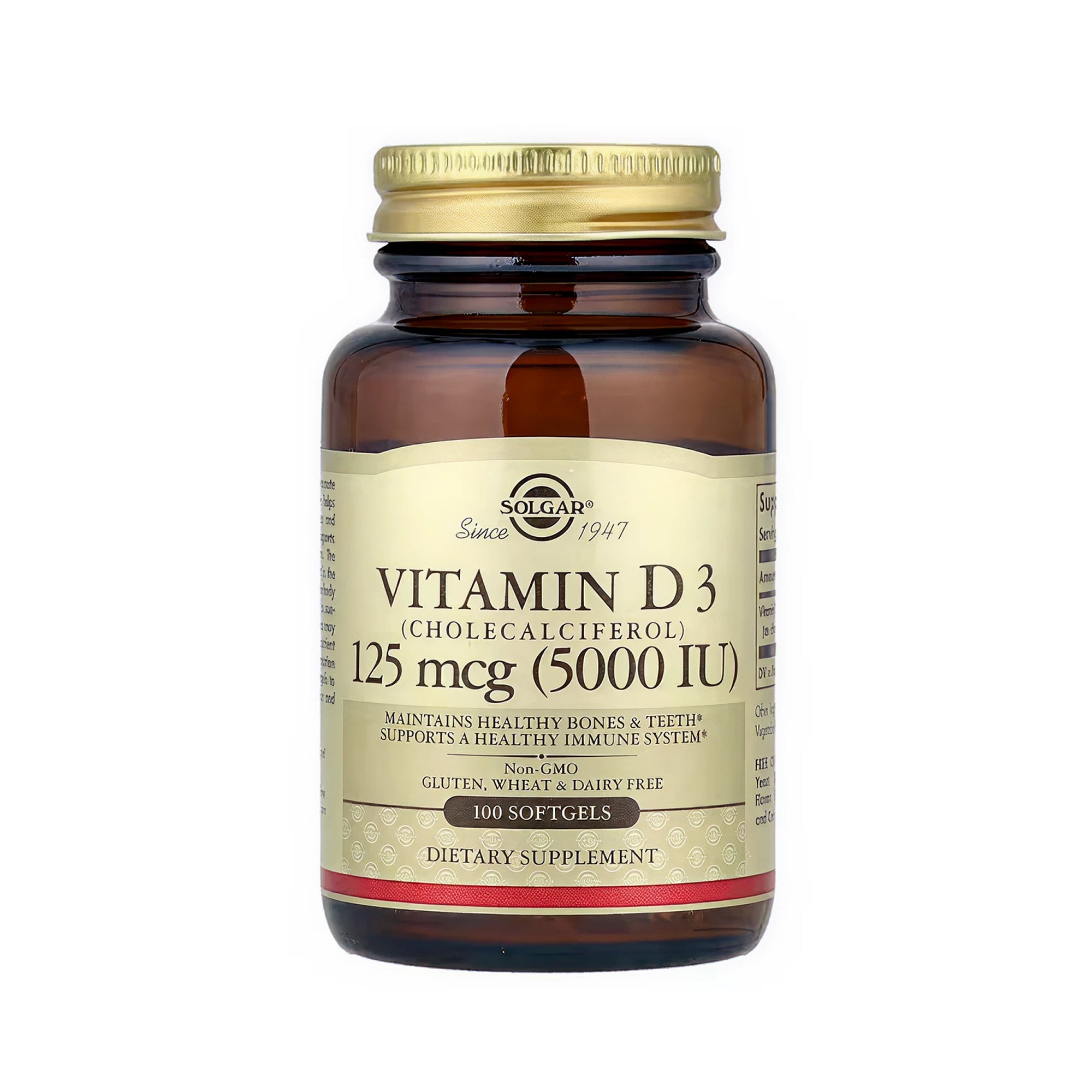 Solgar Vitamin D3 (Cholecalciferol) 125 mcg (5,000 IU) - 100 Softgels