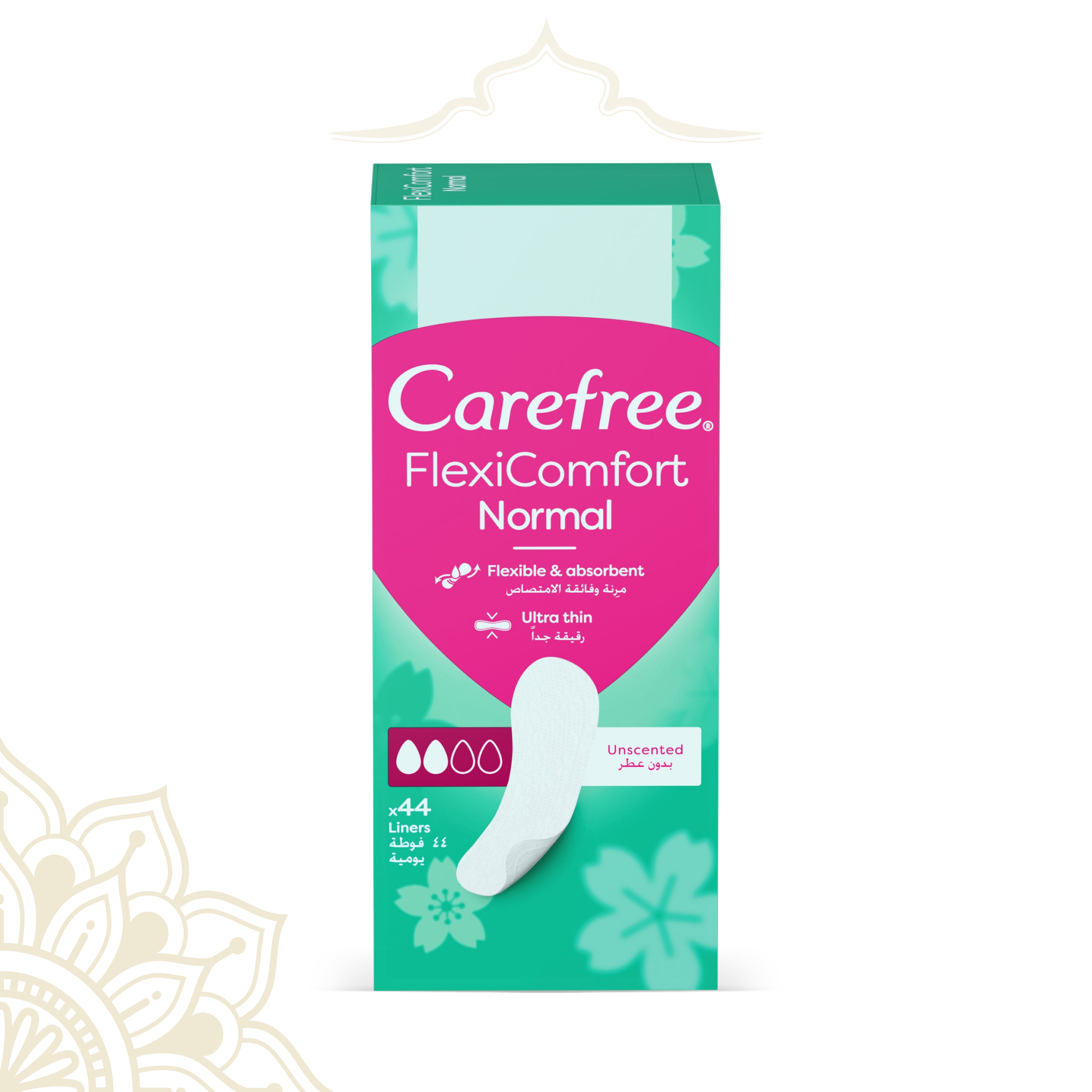 Carefree FlexiComfort Daily Panty Liners Normal Unscented – 44 Pads