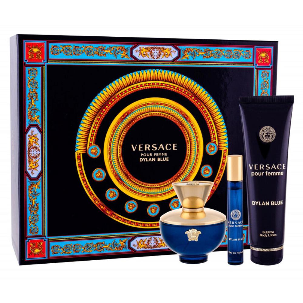 Versace Dylan Blue Pour Femme Set 3Pcs ( Edp 100 Ml + Edp 10 Ml + Body Lotion 150 Ml )