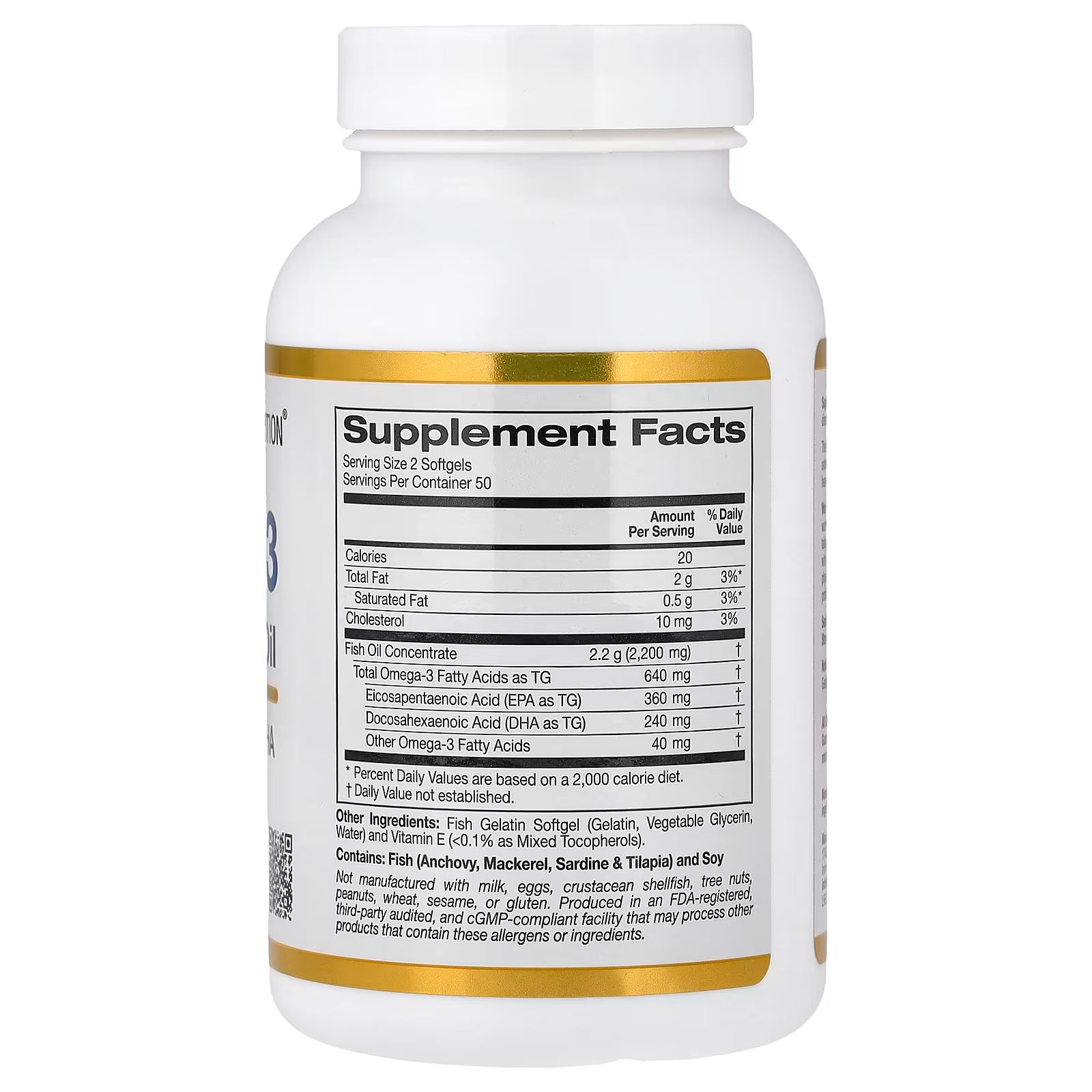 California Gold Nutrition, Omega-3 Premium Fish Oil, 100 Fish Gelatin Softgels