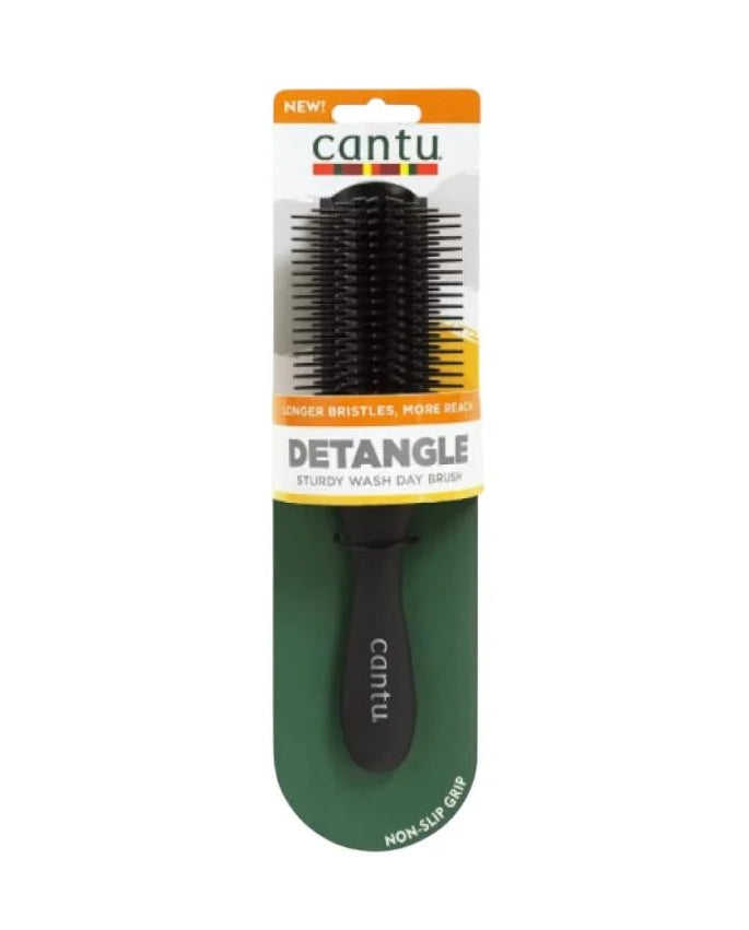 Detangling brush with packaging on a white background