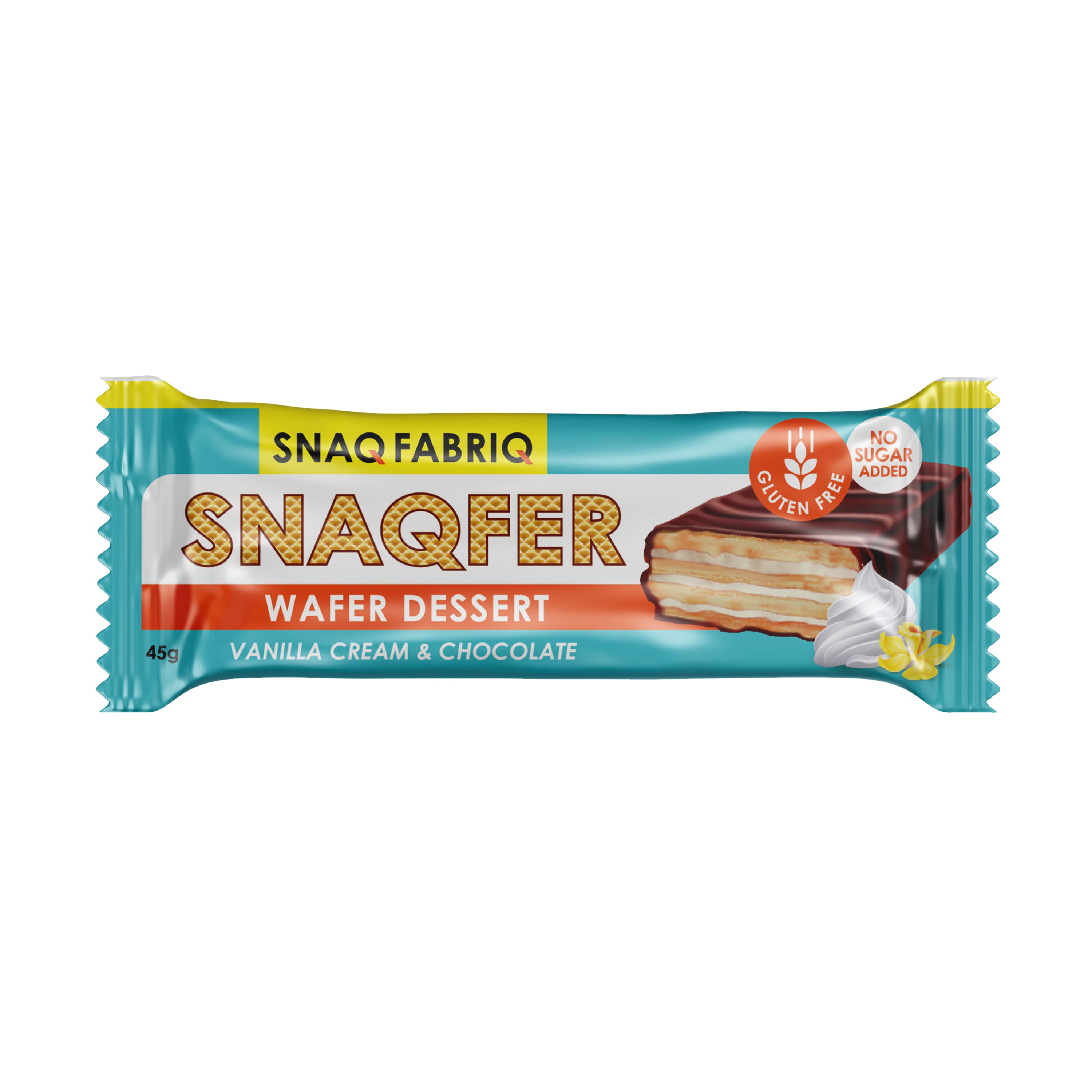 SNAQ FABRIQ Glazed Wafer Bar with Vanilla Cream and Belgian Chocolate 45g