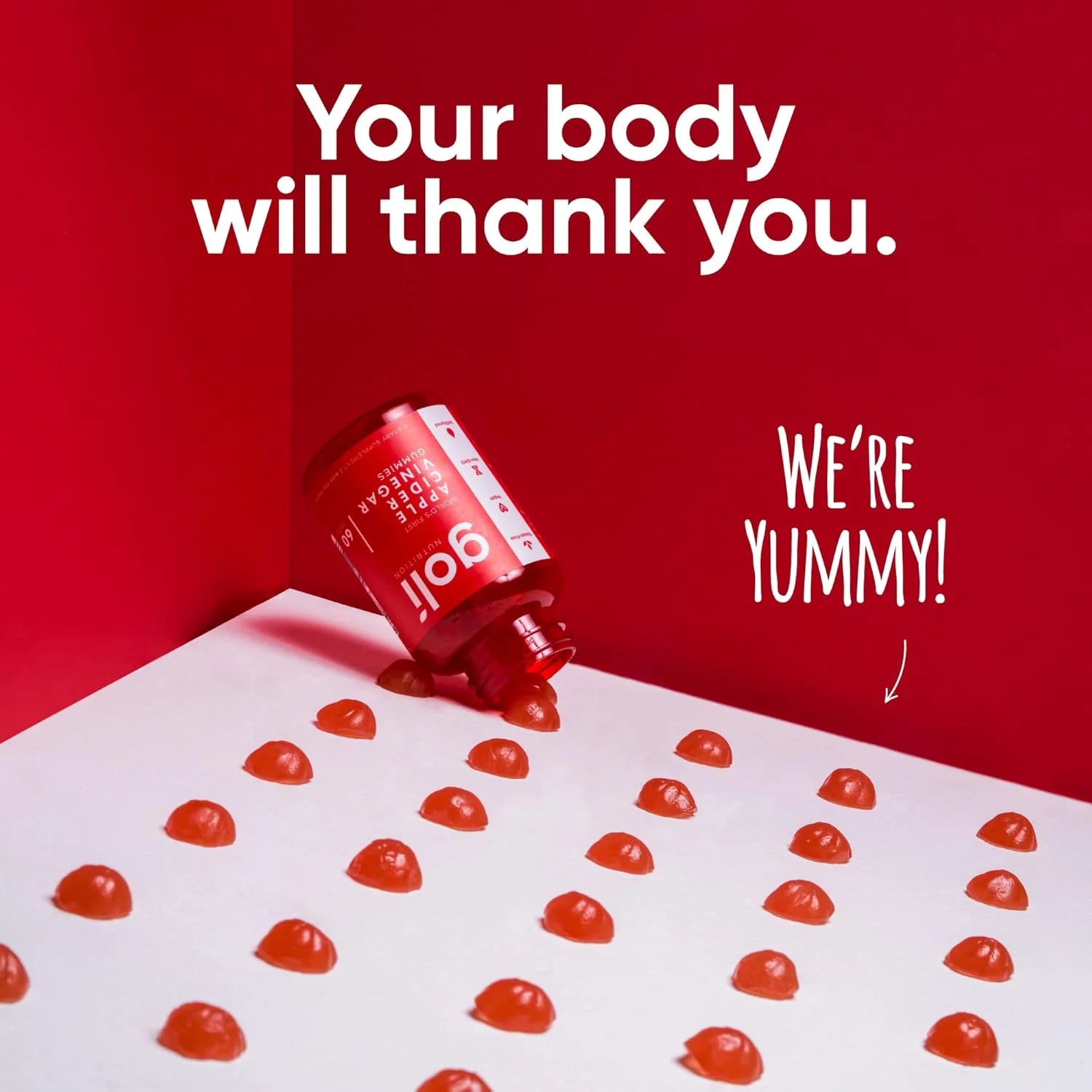 Goli Nutrition Apple Cider Vinegar Vegan Gummies, 60 Count