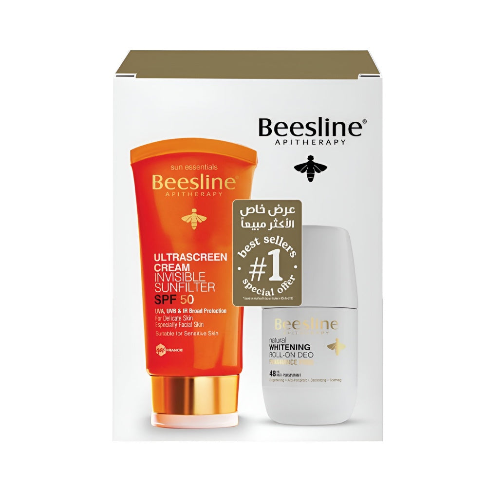 Beesline Beesline Sun Cream Ultra Screen Invisible 60ml + Fragrance-Free Roll-On Deodorant For Skin Brightening 48h Protection 50ml