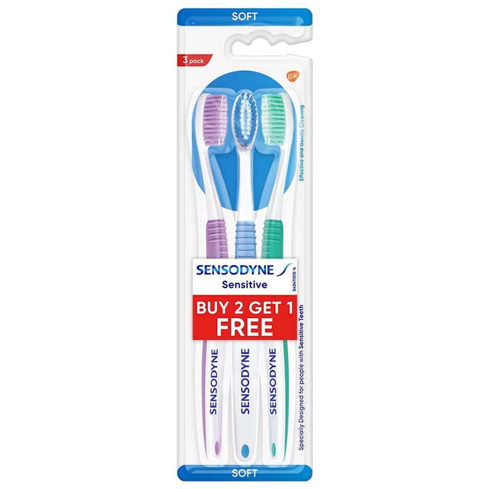Sensodyne soft toothbrush for sensitive teeth 3 pcs multi color