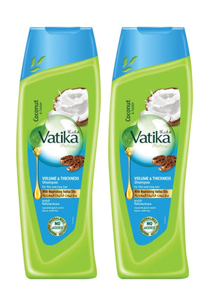 Vatika shampoo 2 pcs volume & thickness for thin & weak hair coconut & castor 350ml