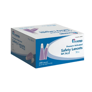 CAREMED Blood Lancets 100pc Safe Single Use 1.6mm x 30G