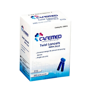 CAREMED Blood Lancets 200pc Ribbed 31G