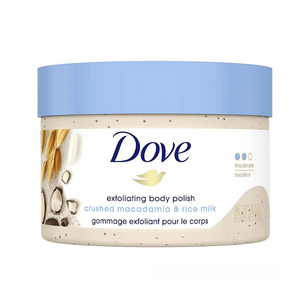 Dove exfoliating body polish – crushed macadamia & rice milk 298g