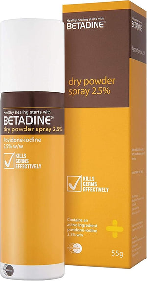 Betadine Dry Spray Powder – Antiseptic Skin Infection Protection 75ml