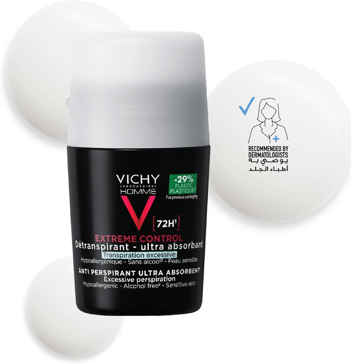 Vichy Homme Deodorant Roll-On for Men – Long-Lasting 50ml