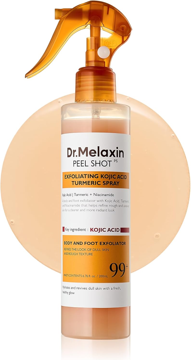 dr.melaxin body keratin care kojic acid turmeric spray gently exfoliating peeling solution korean skincare all skin types 200ml