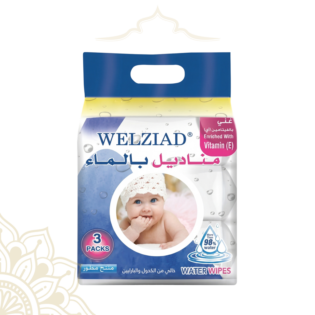مناديل Welziad المبللة بالماء 100 منديل (2+1 مجاني)