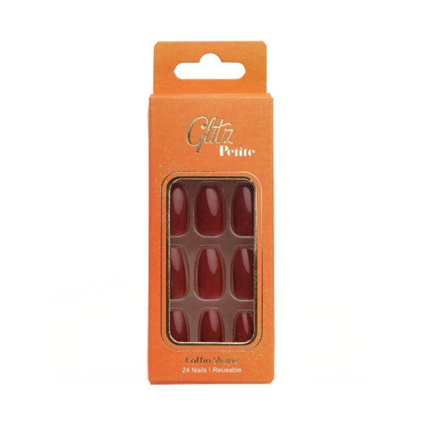 Glitz Nails 11 Coffin Shape Burgundy Red