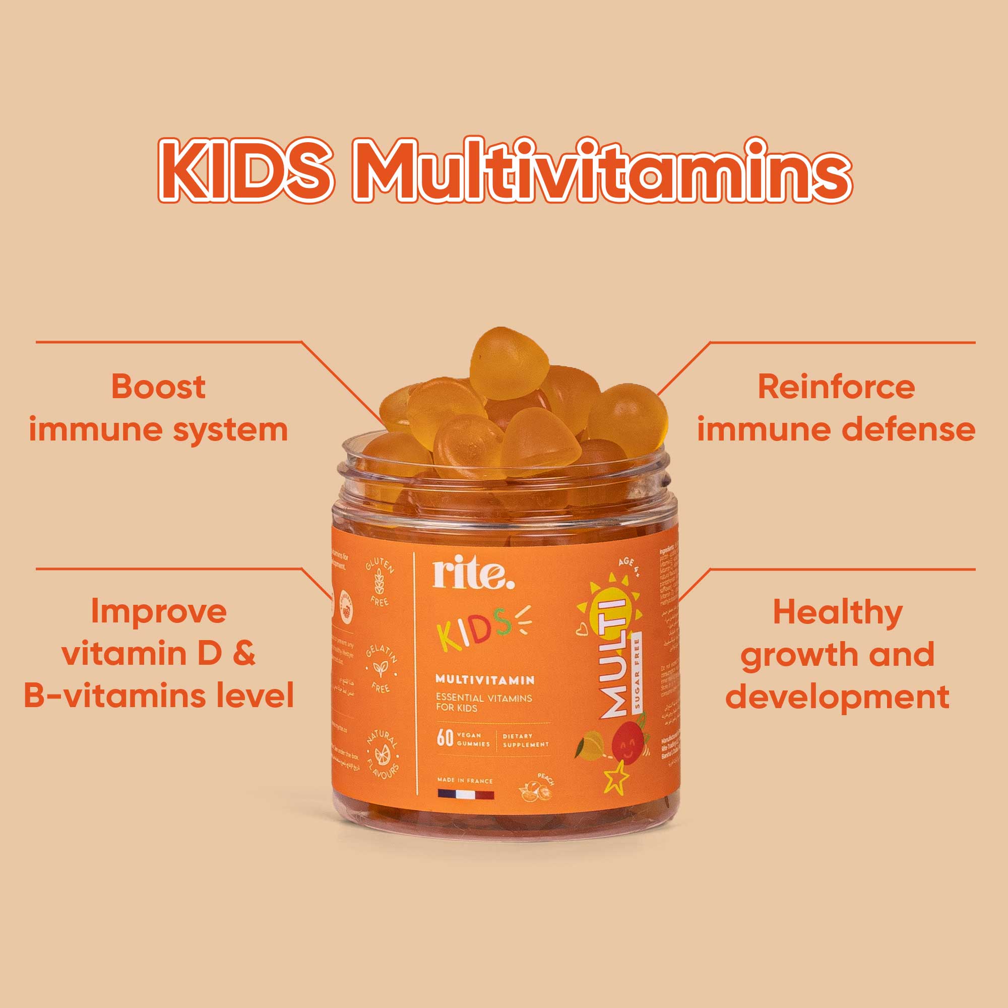 Rite Kids Multivitamin Vegan Gummies 60 Count 150g