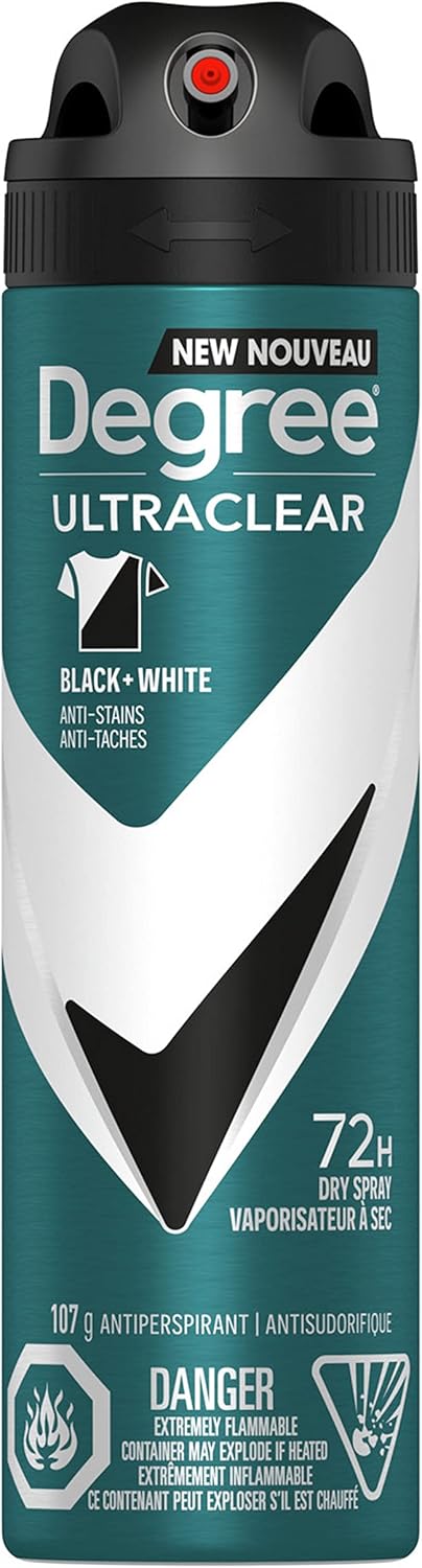 Degree Men Ultra Clear Black & White Antiperspirant Deodorant Dry Spray – Fresh 48 Hour (107 g)