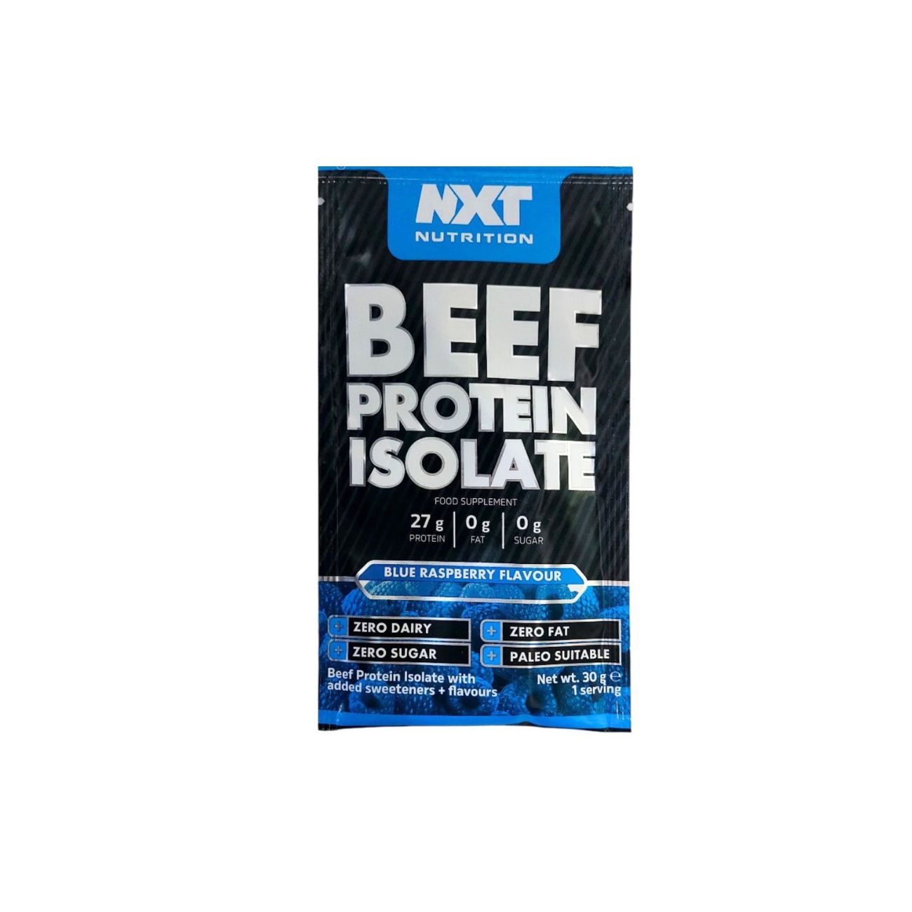 Nxt beef protein isolate blue raspberry 1 serv