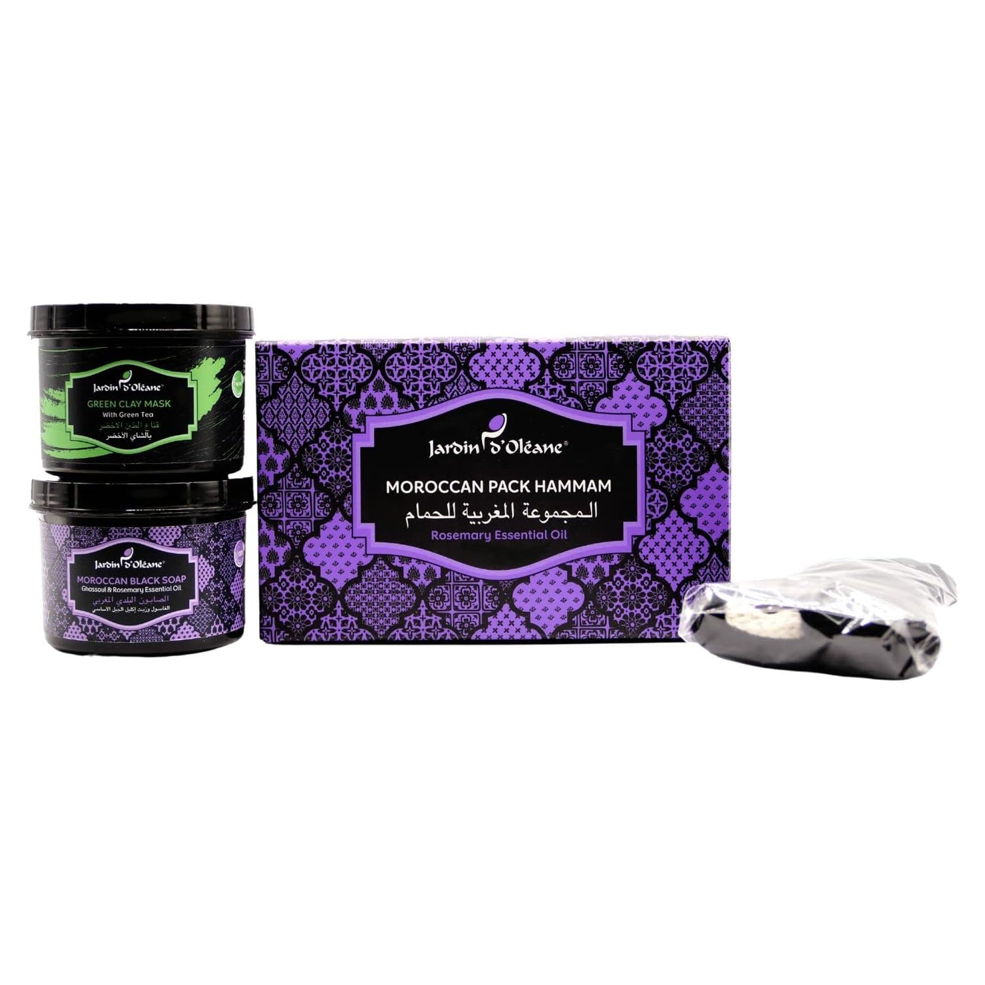 Jardin D Oleane Moroccan Hammam Pack - Black Soap, Mitt & Clay Mask