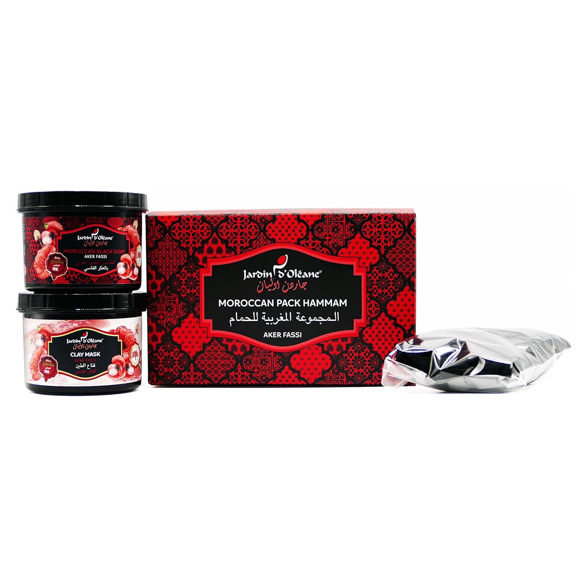 Jardin D Oleane Moroccan Hammam Pack - Black Soap, Mitt & Clay Mask