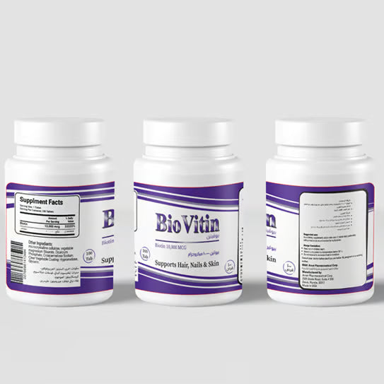 Biovitin Biotin 10000 mcg – Vitamin B7 Hair Skin Nails Support, 100 Tablets