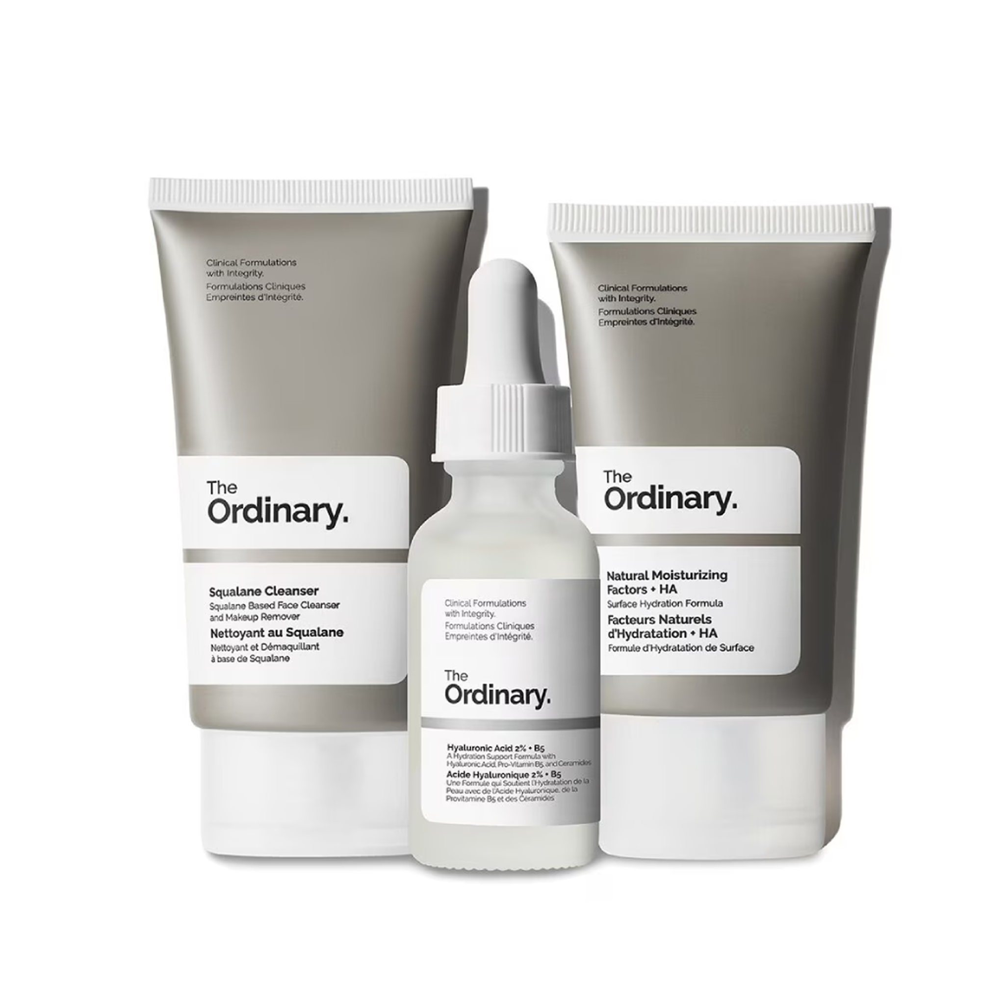 The Ordinary The Daily Set Squalane Cleanser - 50 ml, Natural Moisturising Factors, 30 ml & Hyaluronic Acid 2% + B5 - 30 ml