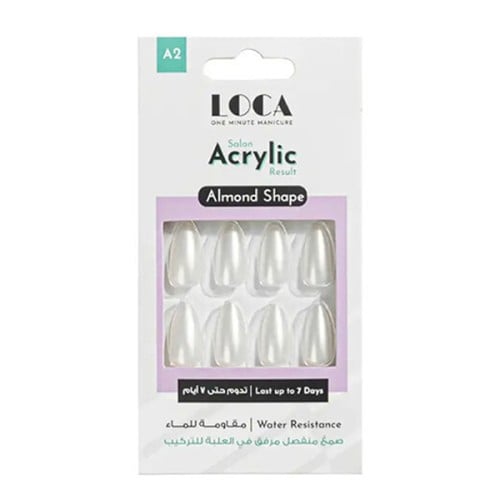 Loca-Nails-A2-Almond-Shape-White-Pearl-