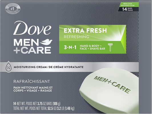 Dove Men+Care Cool Moisture 3‑in‑1 Cleansing Bar (Body, Face & Shaving) (12 Pack) (1,272g)