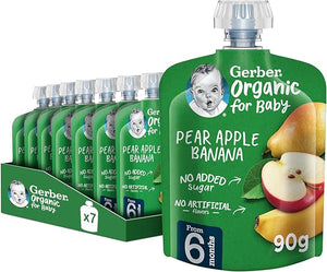 GERBER POUCH ORG PEAR APP BANANA 90GM