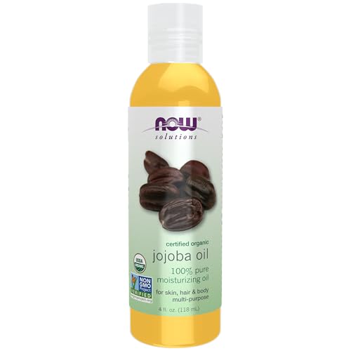 NOW Organic Jojoba Oil – Moisturizing Multi-Purpose Oil for Face & Hair, 4oz