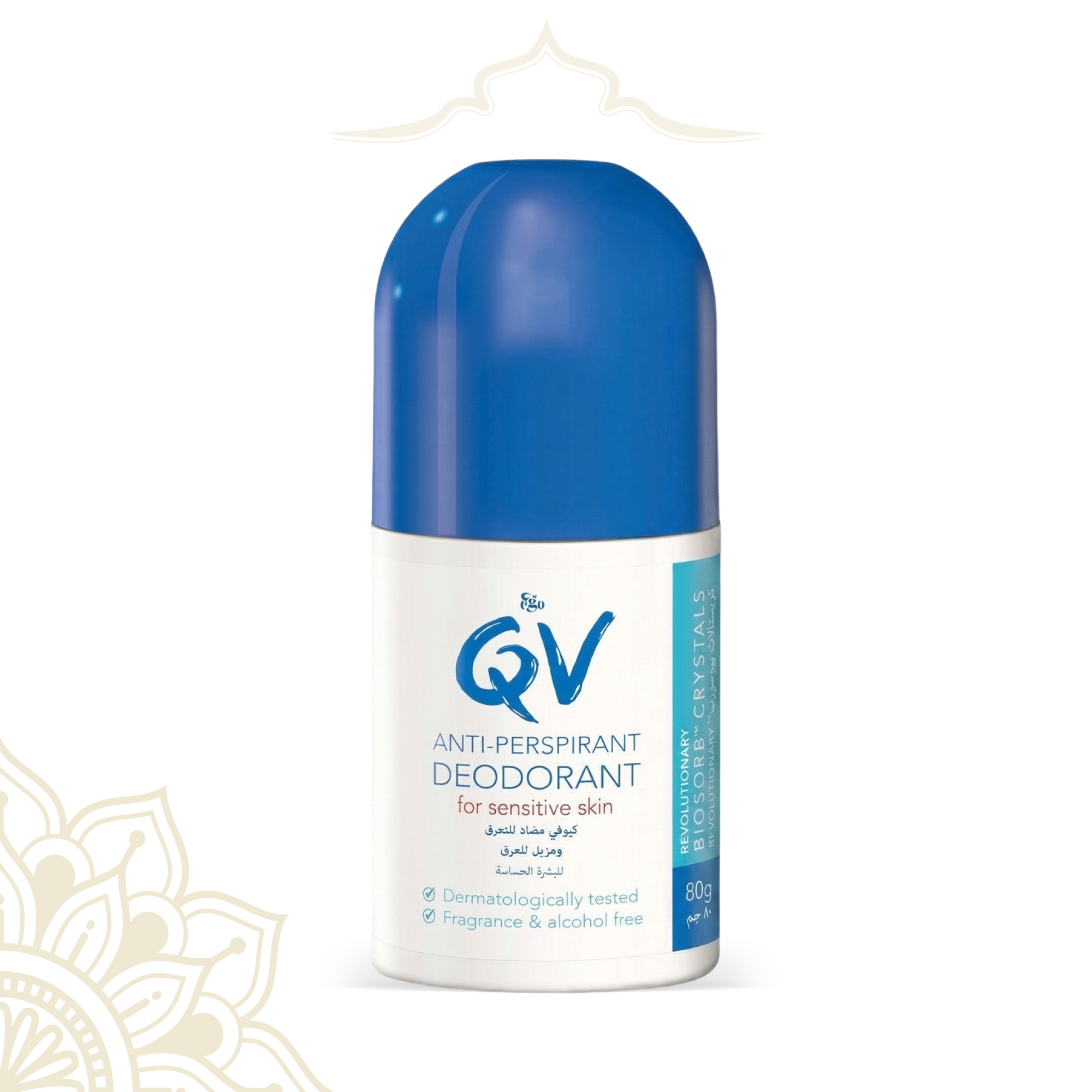 مزيل رائحة QV Roll-On خالي من العطور 80g – خالي من الألومنيوم للبشرة الحساسة