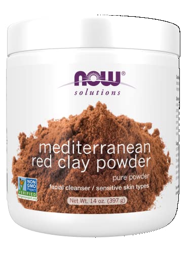 NOW Mediterranean Red Clay Powder – Pure Facial Mask for Sensitive Skin