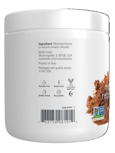 NOW Mediterranean Red Clay Powder – Pure Facial Mask for Sensitive Skin