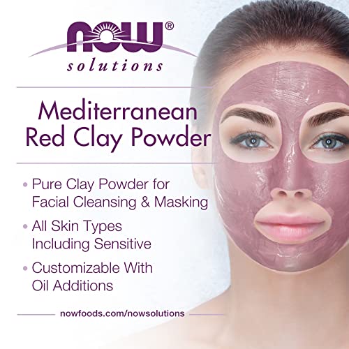 NOW Mediterranean Red Clay Powder – Pure Facial Mask for Sensitive Skin