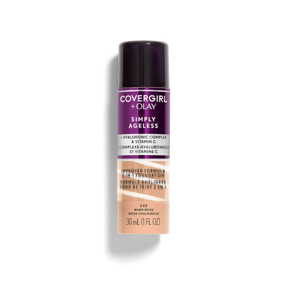 Covergirl foundation 30ml 245 simply ageless 3 in 1 liquid warm beige