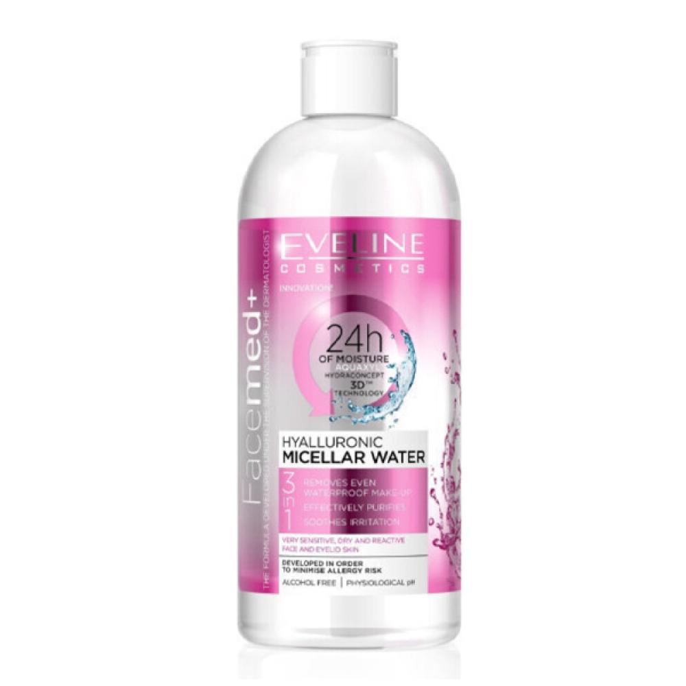 Eveline micellar water 400ml face med+ with hyaluronic acid