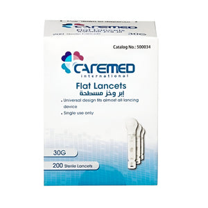 CAREMED Blood Lancets 200pc Flat 30G